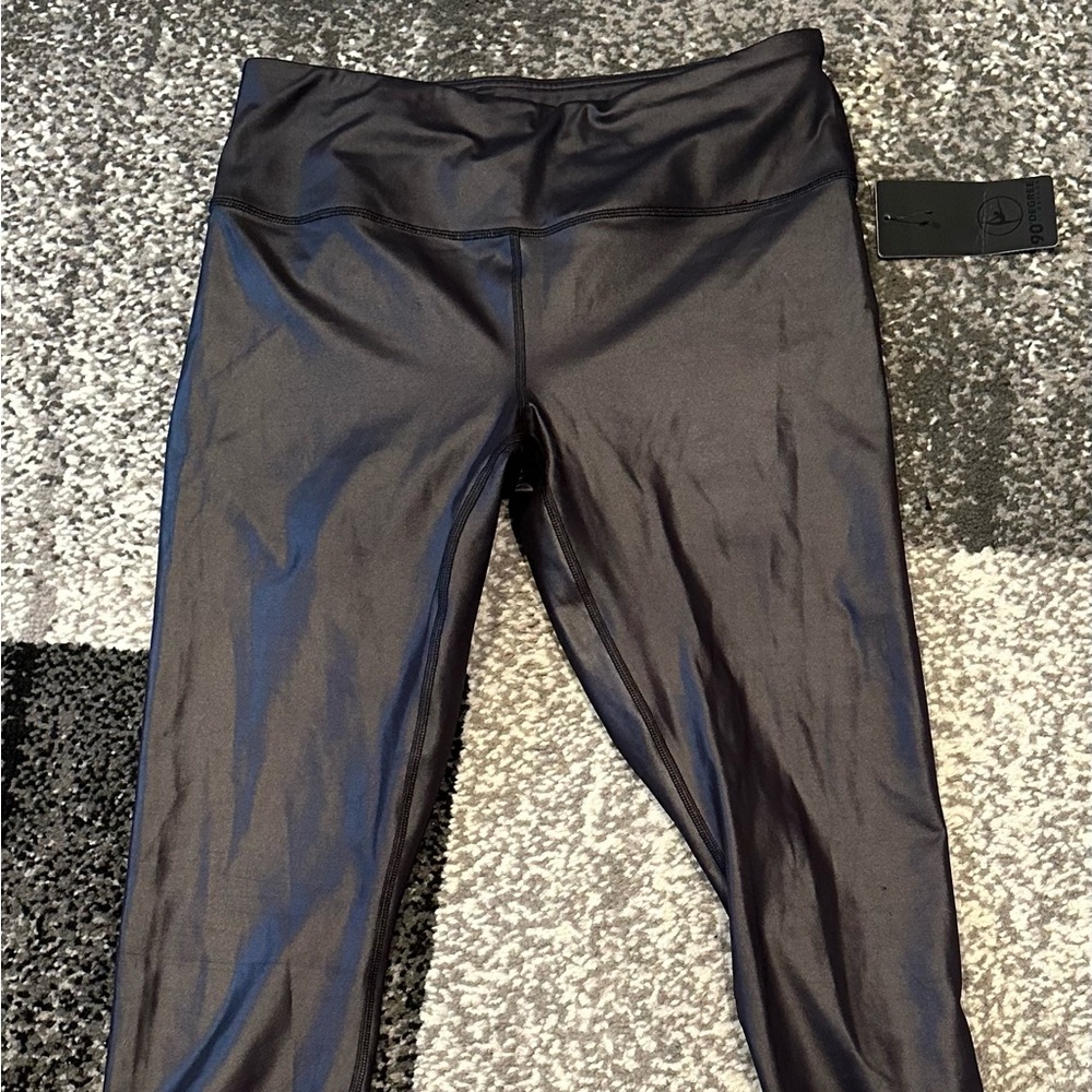 90 Degree By Reflex Womens High Waist High Shine Faux ankle leggings
